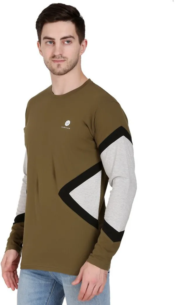 Green_Cotton_Blend_Solid_T-Shirt_For_Men