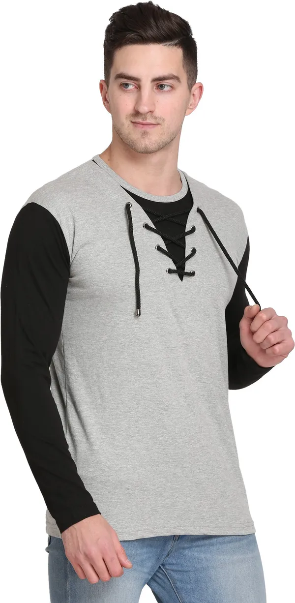 Grey_Cotton_Blend_Colorblock_T-Shirt_For_Men