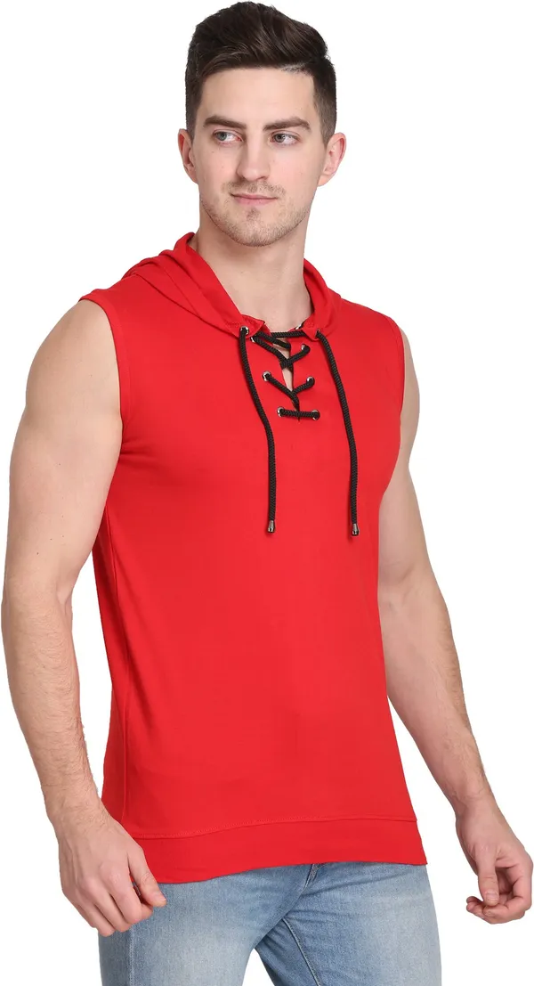 Red_Cotton_Blend_Solid_T-Shirt_For_Men