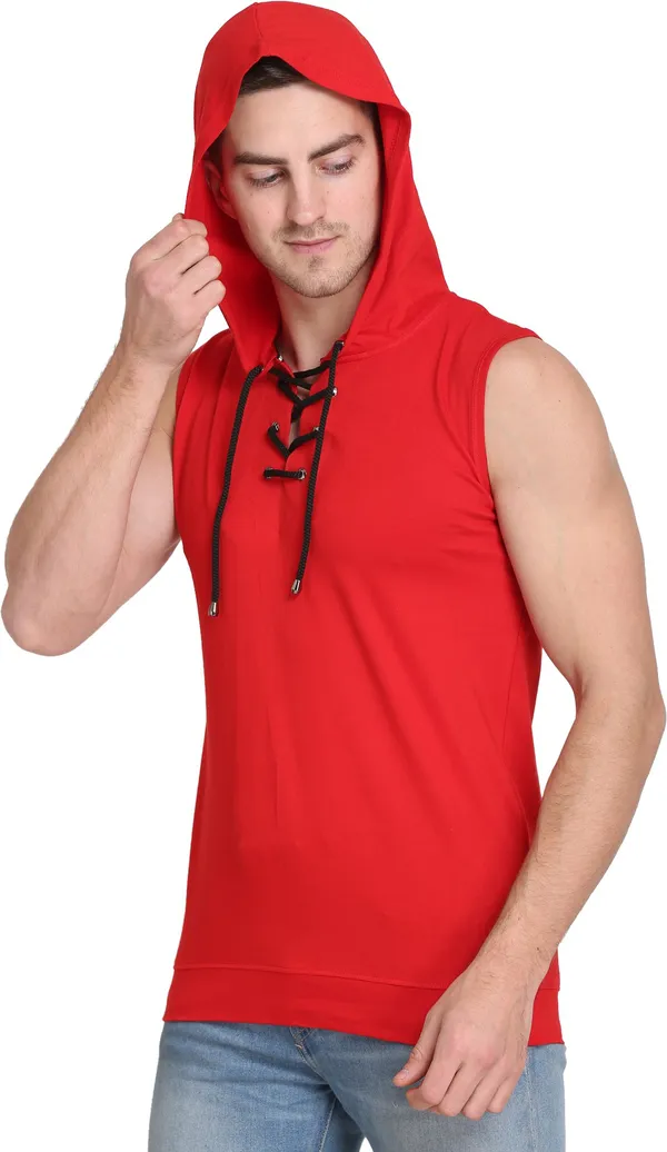 Red_Cotton_Blend_Solid_T-Shirt_For_Men