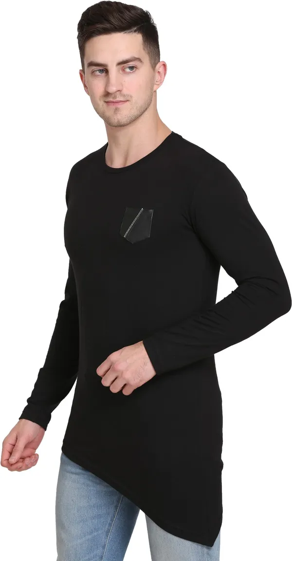 Black_Cotton_Blend_Solid_T-Shirt_For_Men