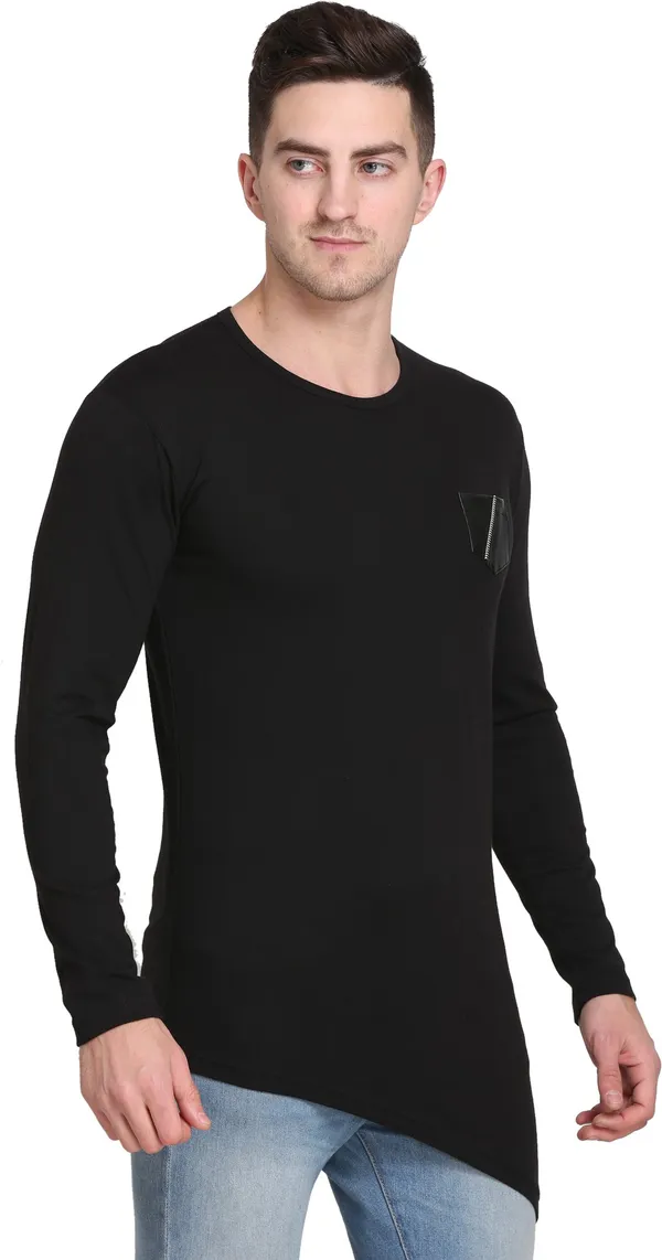 Black_Cotton_Blend_Solid_T-Shirt_For_Men