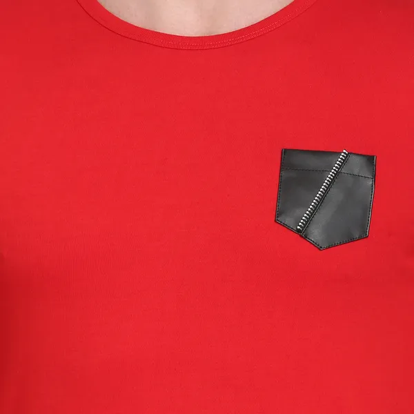 Red_Cotton_Blend_Solid_T-Shirt_For_Men