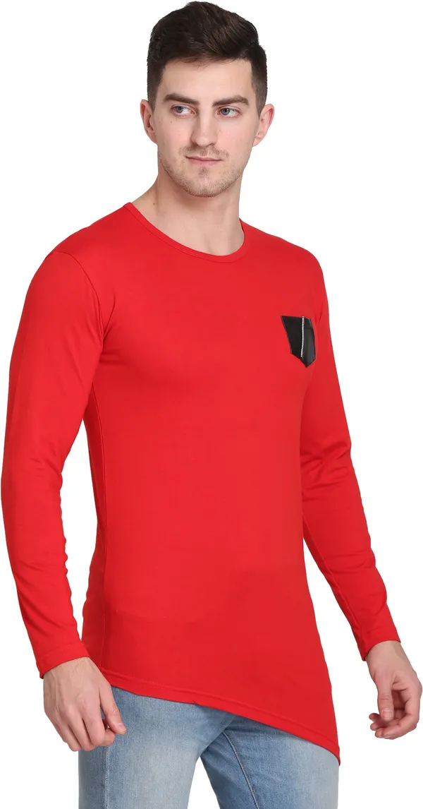 Red_Cotton_Blend_Solid_T-Shirt_For_Men