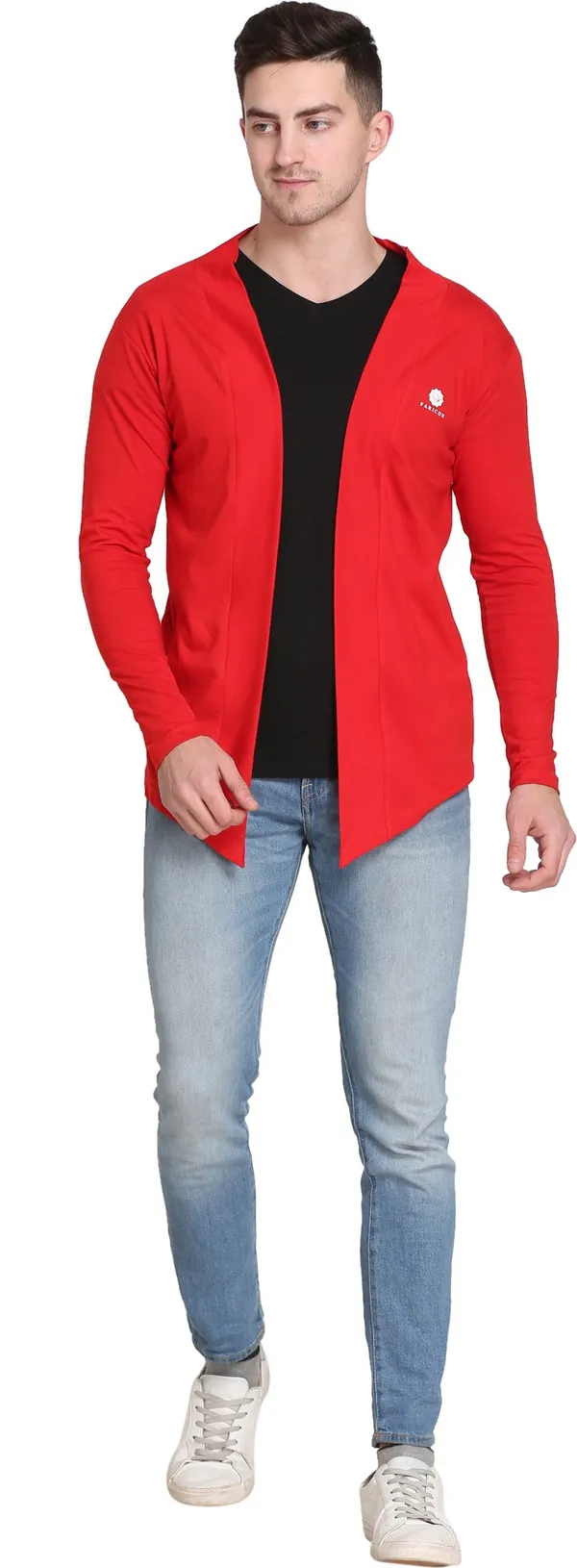 Red_Cotton_Blend_Solid_T-Shirt_For_Men
