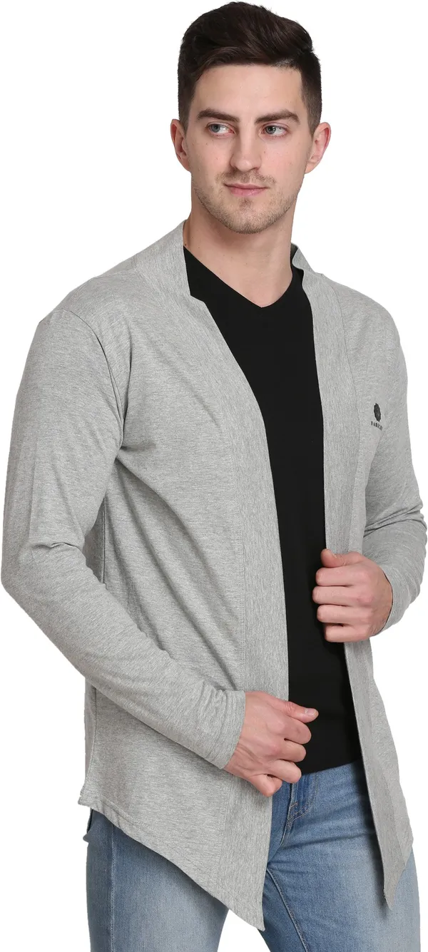 Grey_Cotton_Blend_Solid_T-Shirt_For_Men