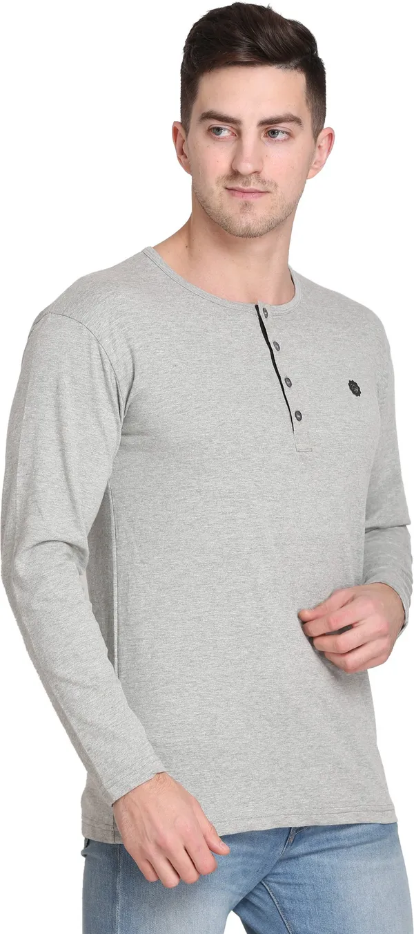 Grey_Cotton_Blend_Solid_T-Shirt_For_Men