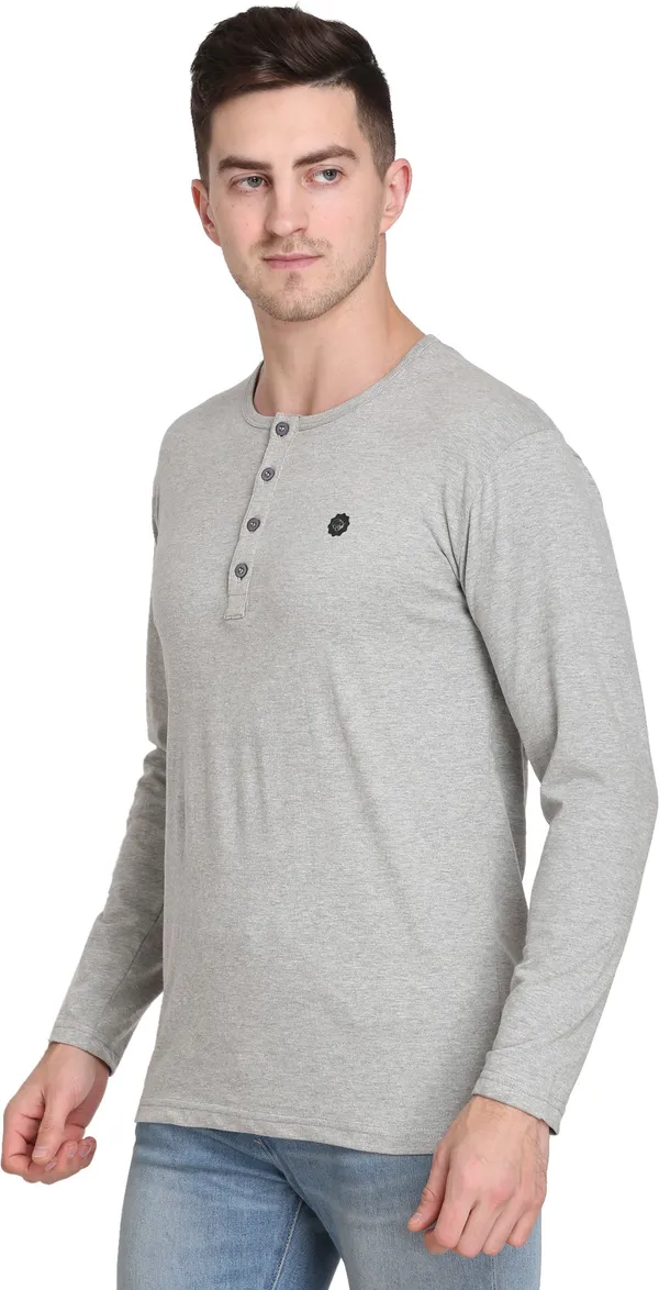 Grey_Cotton_Blend_Solid_T-Shirt_For_Men