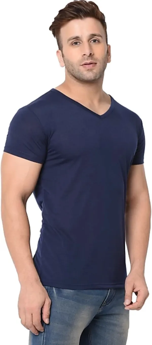 Dark_Blue_Cotton_Blend_Solid_T-Shirt_For_Men