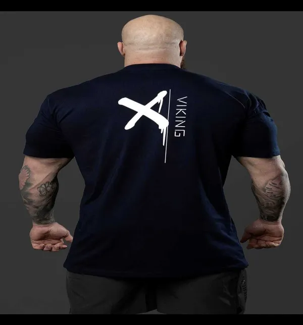 Blue_Cotton_Blend_Printed_T-Shirt_For_Men