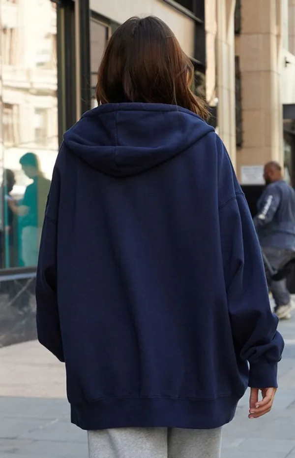 Blue_Cotton_Fleece_Blend_Solid_Sweatshirt_For_Women