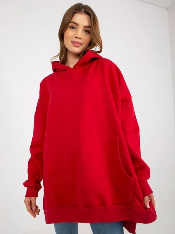 Red_Cotton_Fleece_Blend_Solid_Sweatshirt_For_Women
