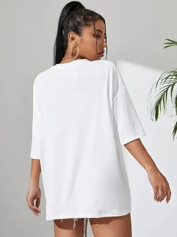 White_Cotton_Blend_Solid_T-Shirt_For_Women
