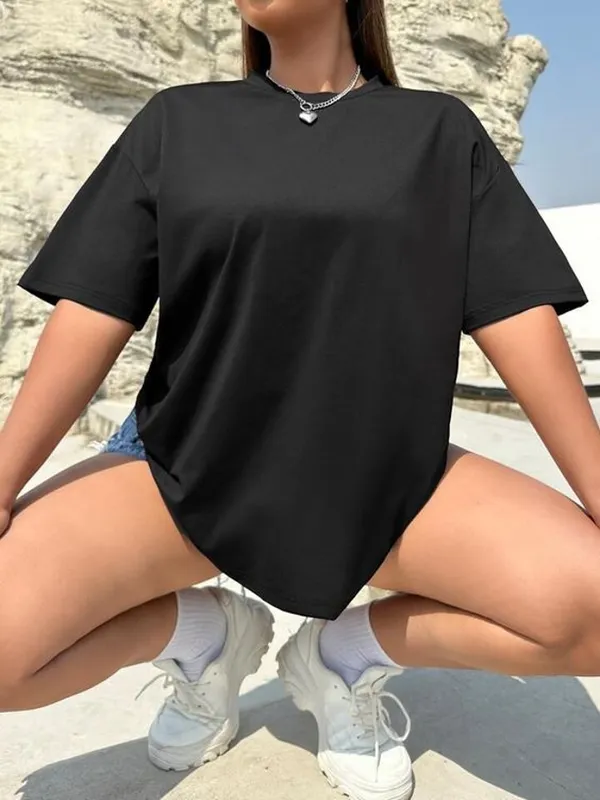 Black_Cotton_Blend_Solid_T-Shirt_For_Women