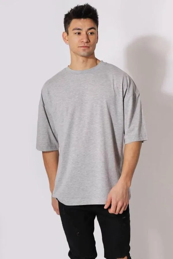 Grey_Cotton_Blend_Solid_T-Shirt_For_Men
