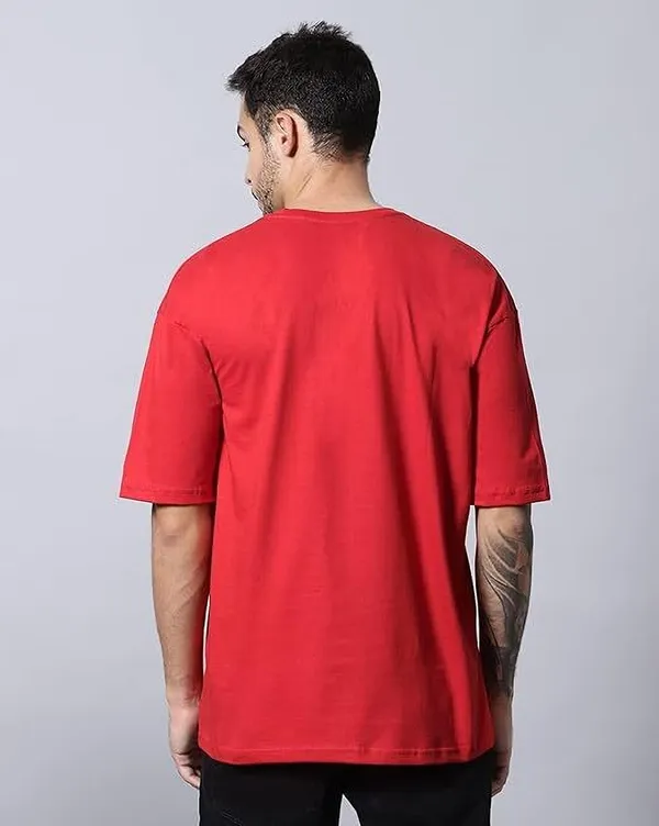 Red_Cotton_Blend_Solid_T-Shirt_For_Men