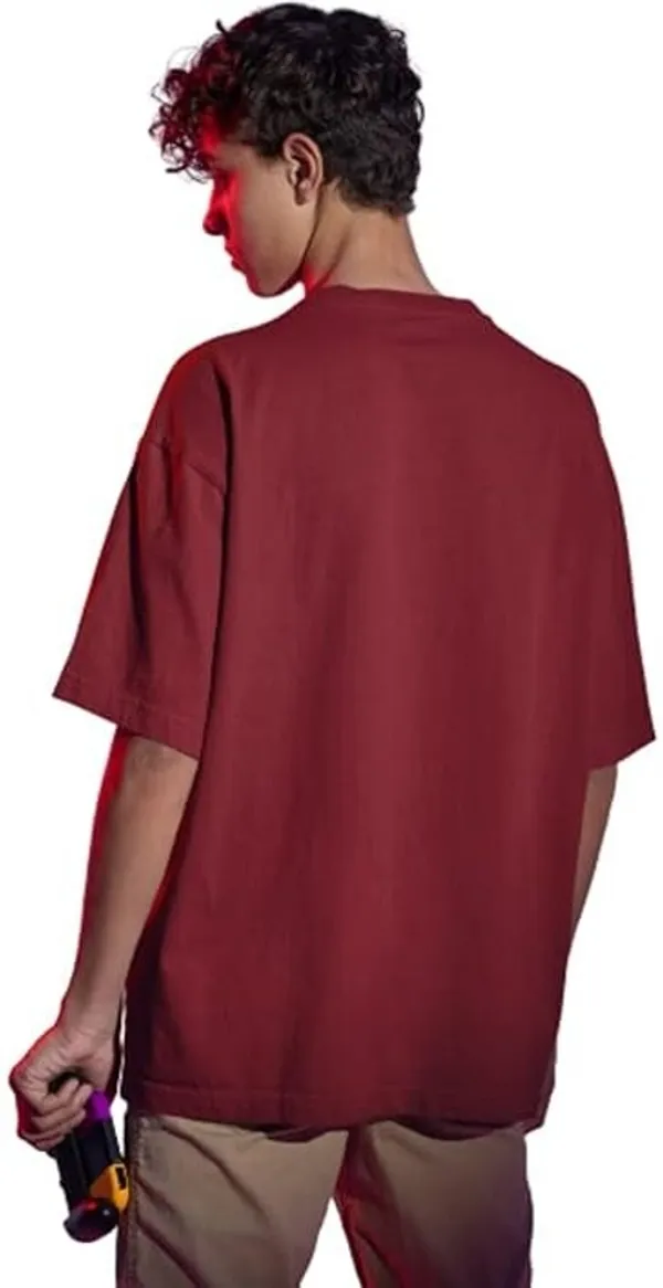 Maroon_Cotton_Blend_Solid_T-Shirt_For_Men