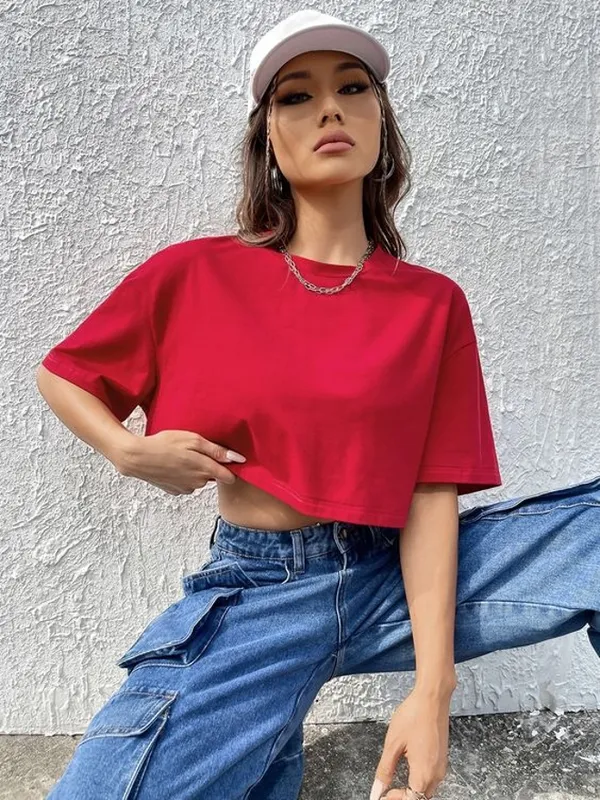 Red_Cotton_Blend_Solid_Crop_Top_For_Women
