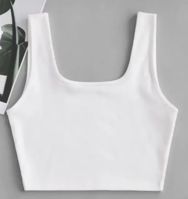 White_Lycra_Blend_Solid_Crop_Top_For_Women