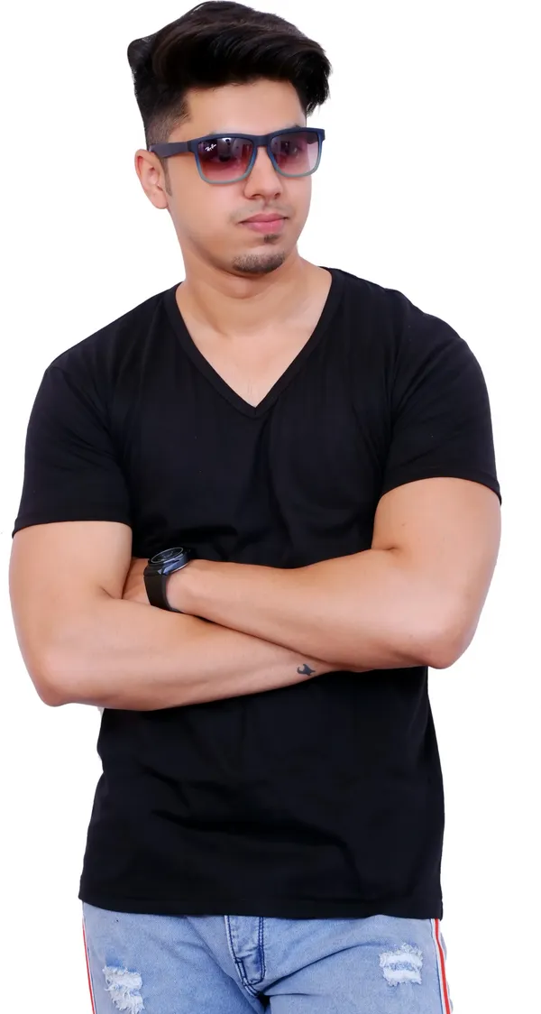 Pack_of_2_Black_&_Maroon_Cotton_Blend_Solid_T-Shirt_For_Men