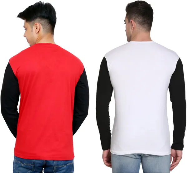 Pack_of_2_Red_&_White_Cotton_Blend_Solid_T-Shirt_For_Men