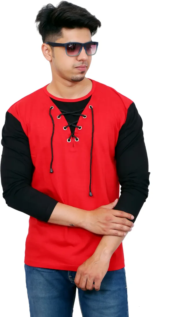Pack_of_2_Red_&_White_Cotton_Blend_Solid_T-Shirt_For_Men