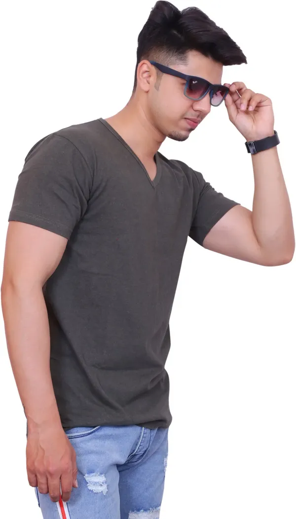 Pack_of_2_Grey_Cotton_Blend_Solid_T-Shirt_For_Men