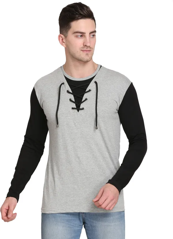 Pack_of_2_White_&_Grey_Cotton_Blend_Colorblock_T-Shirt_For_Men