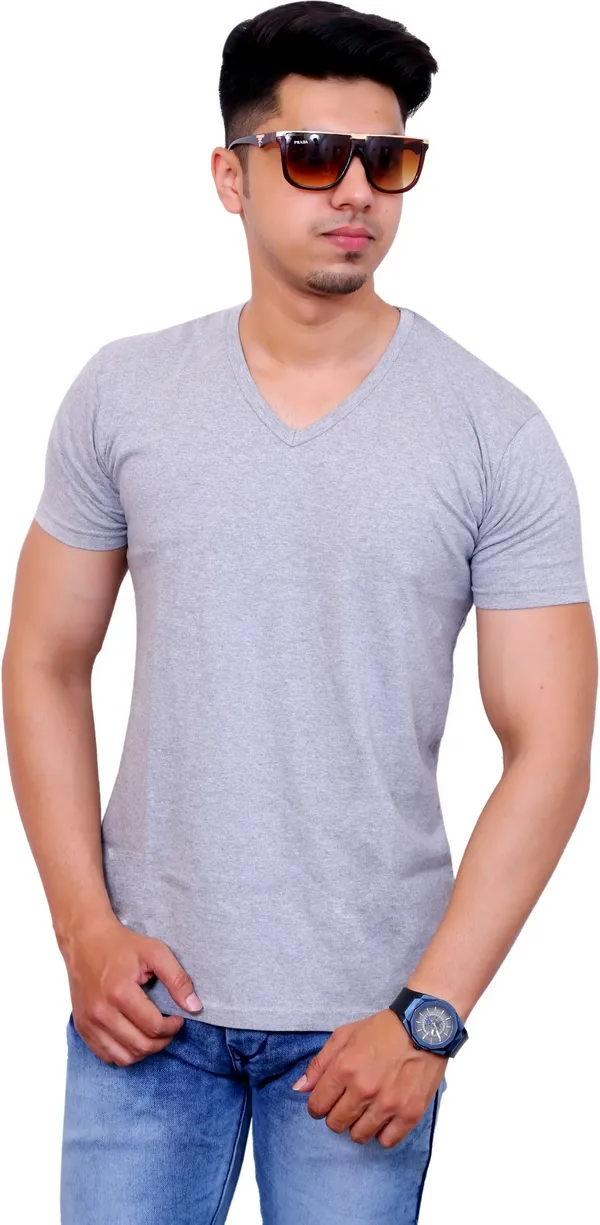 Pack_of_2_Black_&_Grey_Cotton_Blend_Solid_T-Shirt_For_Men