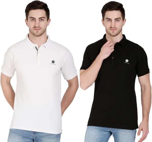 Pack_of_2_Black_&_White_Cotton_Blend_Solid_T-Shirt_For_Men