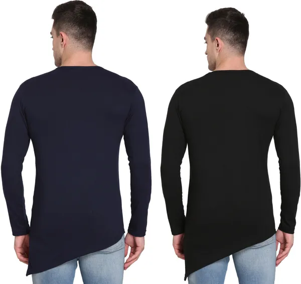 Pack_of_2_Black_&_Navy_Blue_Cotton_Blend_Solid_T-Shirt_For_Men