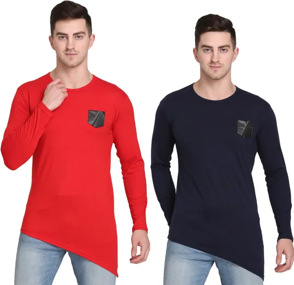 Pack_of_2_Red_&_Navy_Blue_Cotton_Blend_Solid_T-Shirt_For_Men