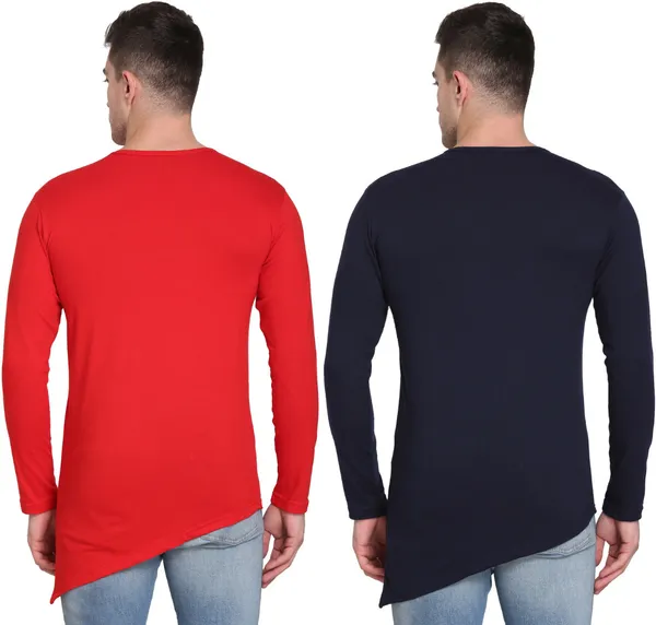 Pack_of_2_Red_&_Navy_Blue_Cotton_Blend_Solid_T-Shirt_For_Men