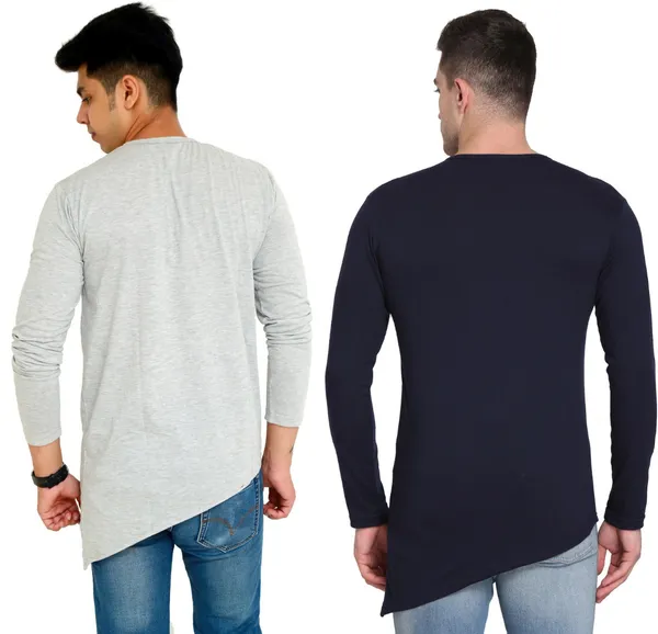 Pack_of_2_Grey_&_Navy_Blue_Cotton_Blend_Solid_T-Shirt_For_Men