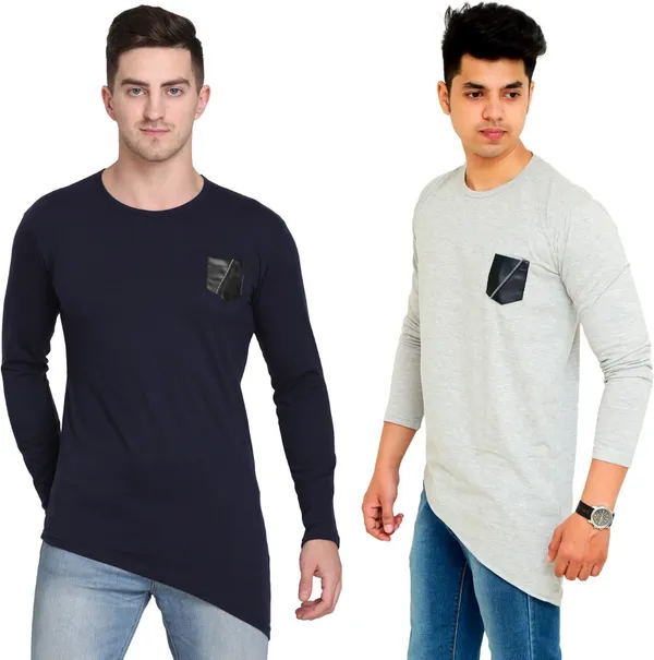 Pack_of_2_Grey_&_Navy_Blue_Cotton_Blend_Solid_T-Shirt_For_Men