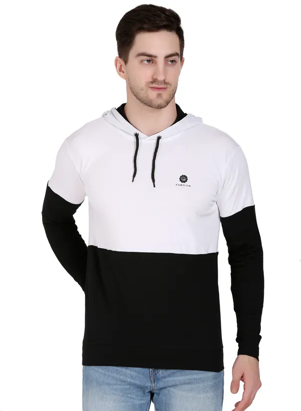 White_&_Black_Cotton_Blend_Solid_T-Shirt_For_Men