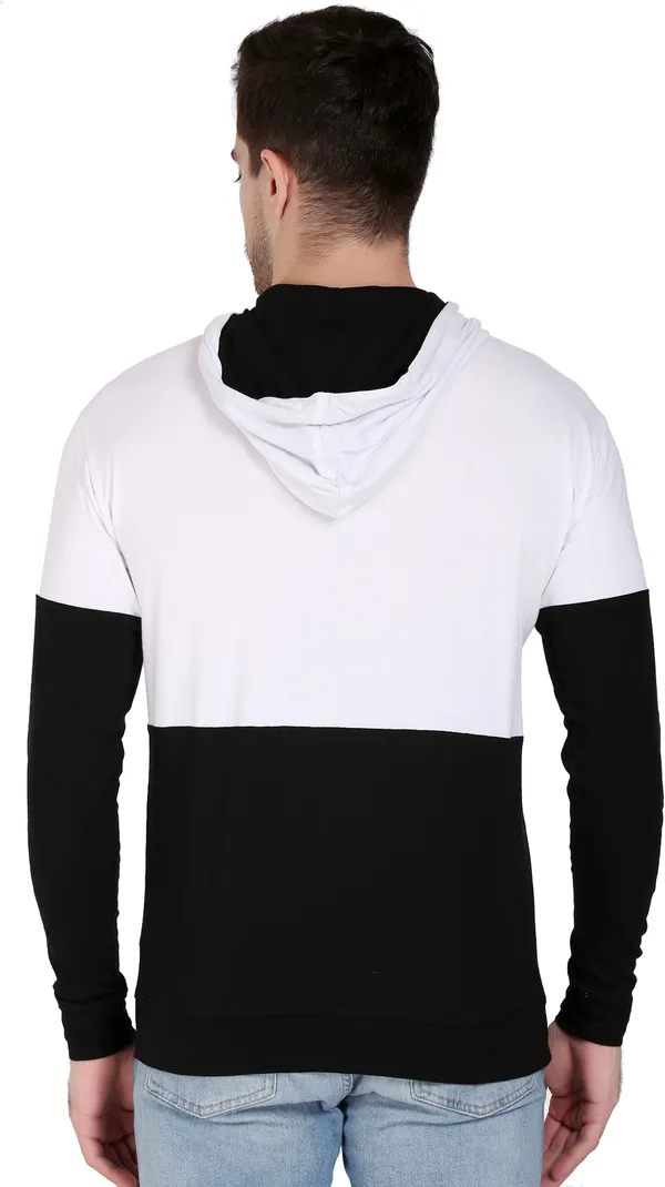 White_&_Black_Cotton_Blend_Solid_T-Shirt_For_Men