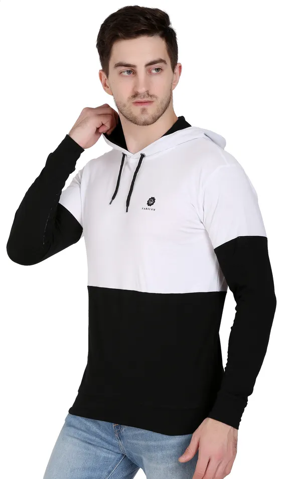 White_&_Black_Cotton_Blend_Solid_T-Shirt_For_Men