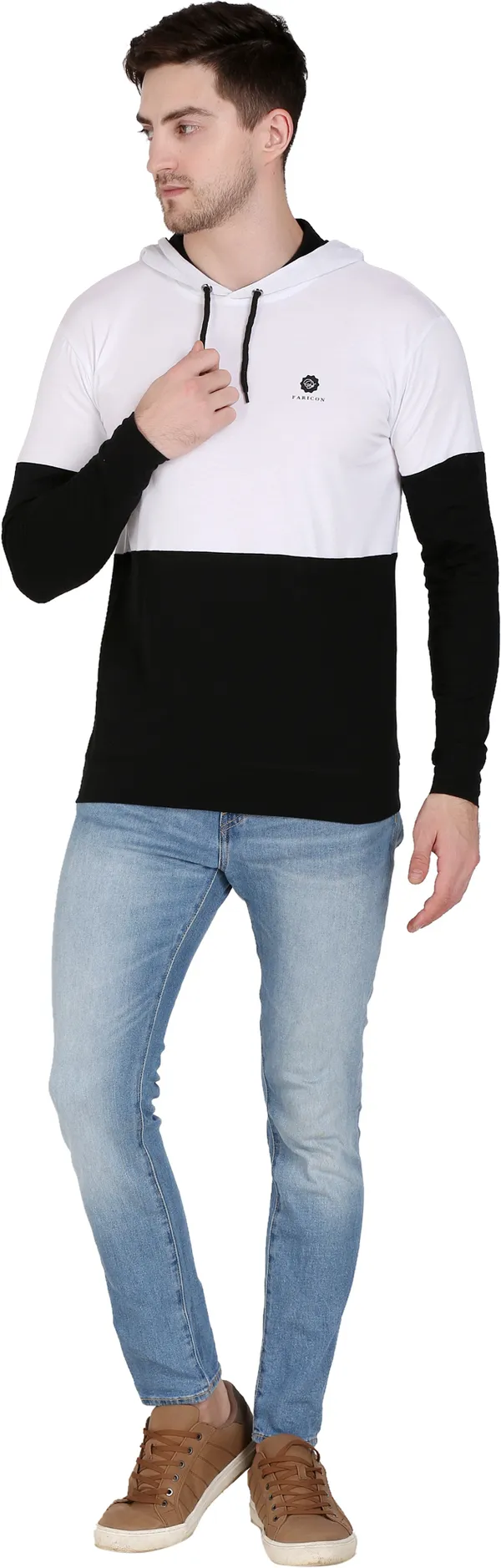 White_&_Black_Cotton_Blend_Solid_T-Shirt_For_Men