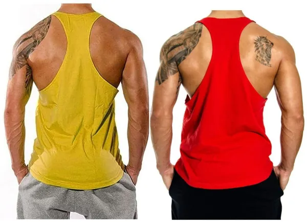 Pack_of_2_Red_&_Yellow_Polyester_Solid_&_Printed_Vest_For_Men