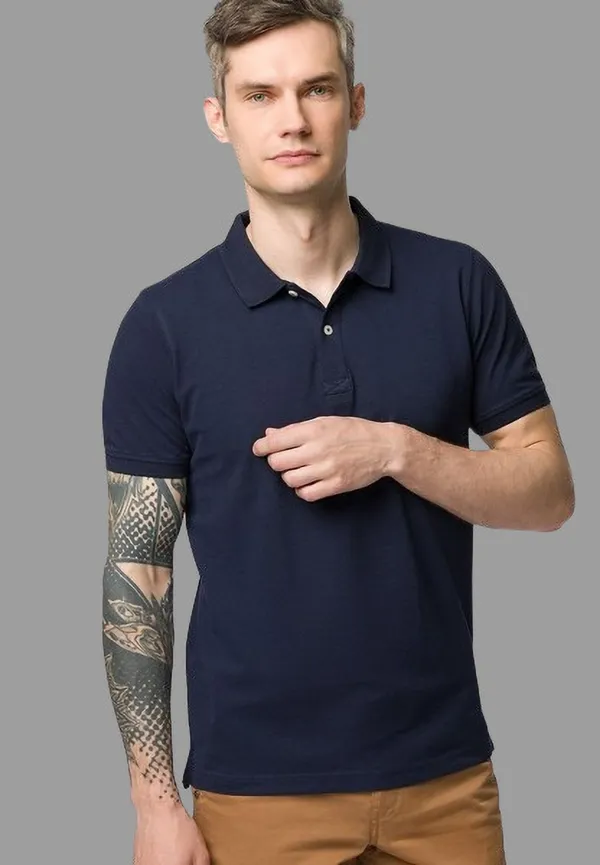 Blue_Cotton_Blend_Solid_T-Shirt_For_Men