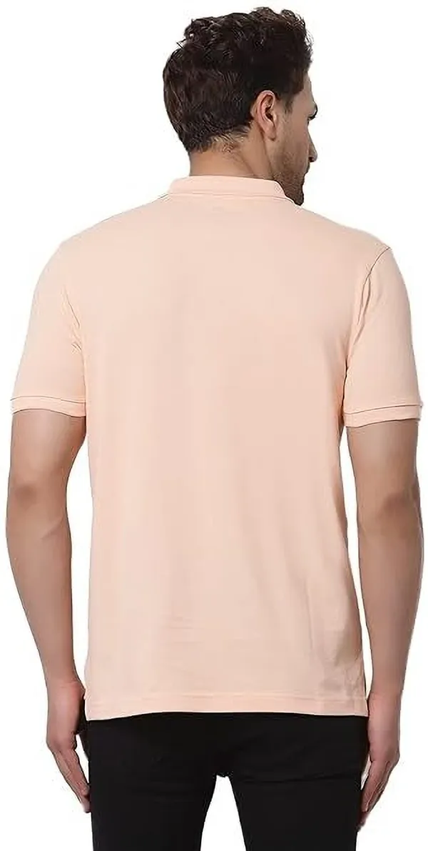 Peach_Cotton_Blend_Solid_T-Shirt_For_Men