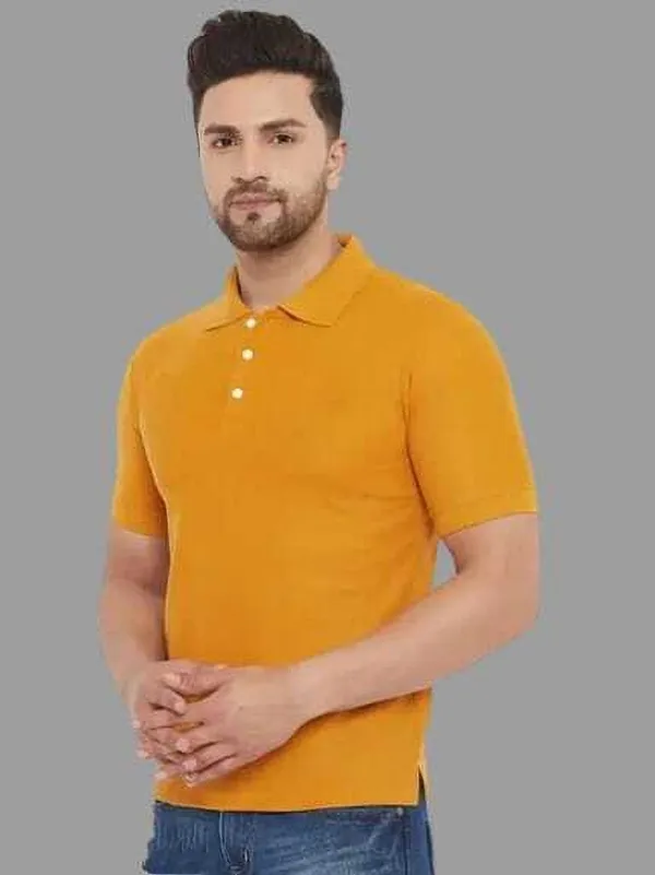 Mustard_Yellow_Cotton_Blend_Solid_T-Shirt_For_Men
