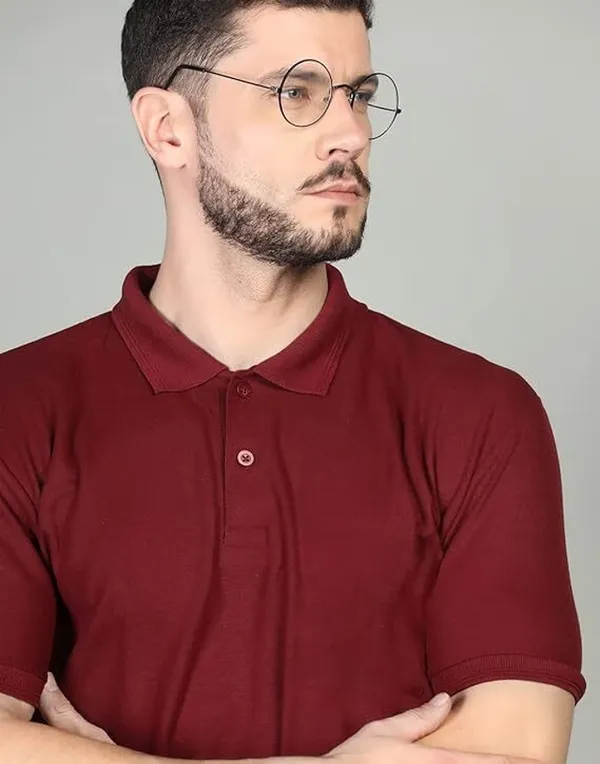 Maroon_Cotton_Blend_Solid_T-Shirt_For_Men