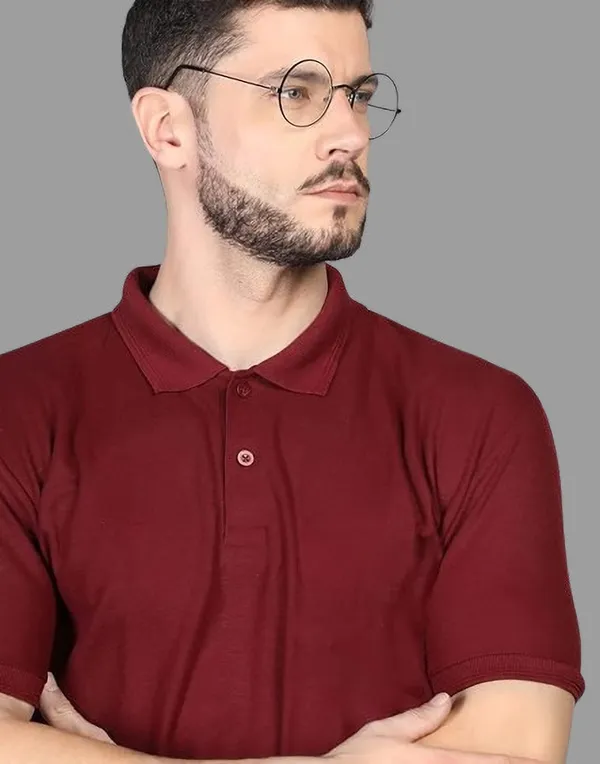 Maroon_Cotton_Blend_Solid_T-Shirt_For_Men