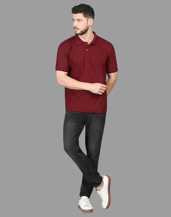 Maroon_Cotton_Blend_Solid_T-Shirt_For_Men
