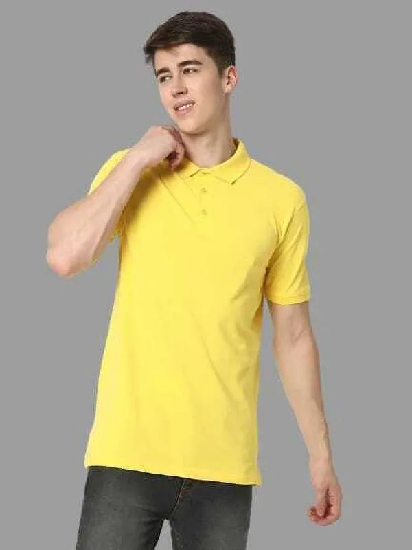 Yellow_Cotton_Blend_Solid_T-Shirt_For_Men