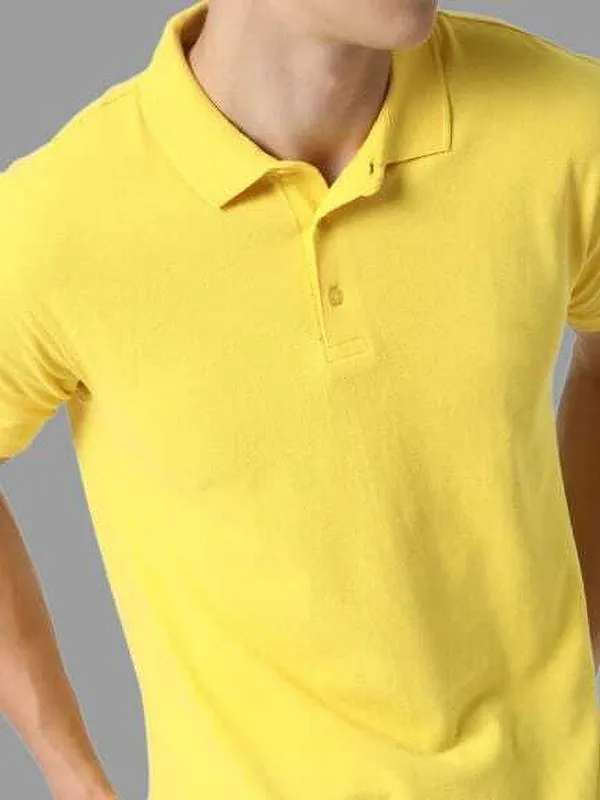 Yellow_Cotton_Blend_Solid_T-Shirt_For_Men