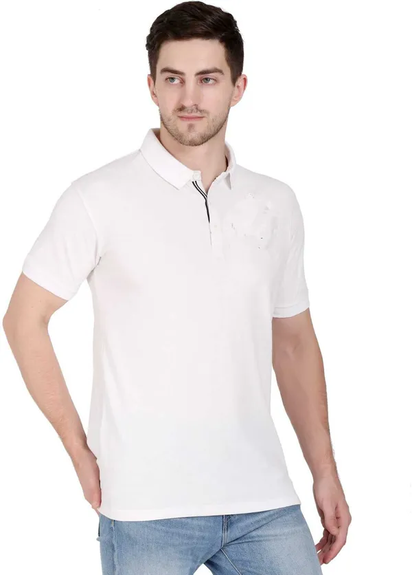 White_Cotton_Blend_Solid_T-Shirt_For_Men
