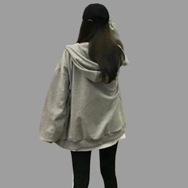 Grey_Fleece_Blend_Solid_Sweatshirt_For_Women